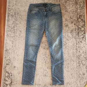 Forever 21 Blue Skinny Jeans with White Dots